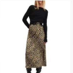 All Saints NWOT cropped black sweater w/split cuff detail and square boat neck.